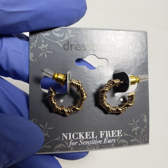 2/$30 Gold-tone Twisted Wire Open Hoop 0.6-in Small Earrings - Women's Jewelry - Picture 7 of 7